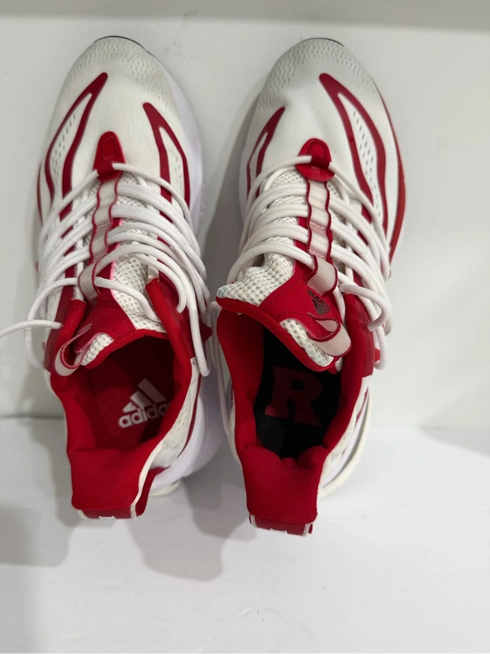 adidas White and Red Athletic Sneakers with Dynamic Overlays